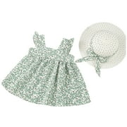 JSCDRPDWL Baby Girl Clothes Toddler Girls Fly Sleeve Sundress Floral Prints Dress Princess Dress Clothes Kids Clothes 0-3 Months Baby Girl Clothes Green 2-3 Years